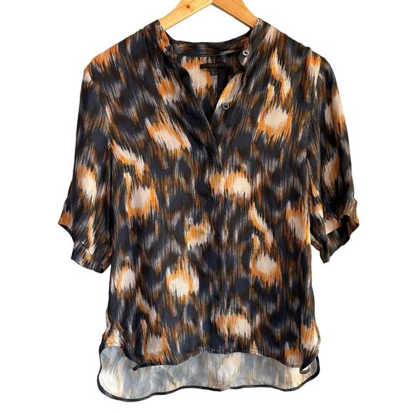 COS Patterned Satin Hidden Button Front Short Sleeve Shirt - 2 - Picture 1 of 5